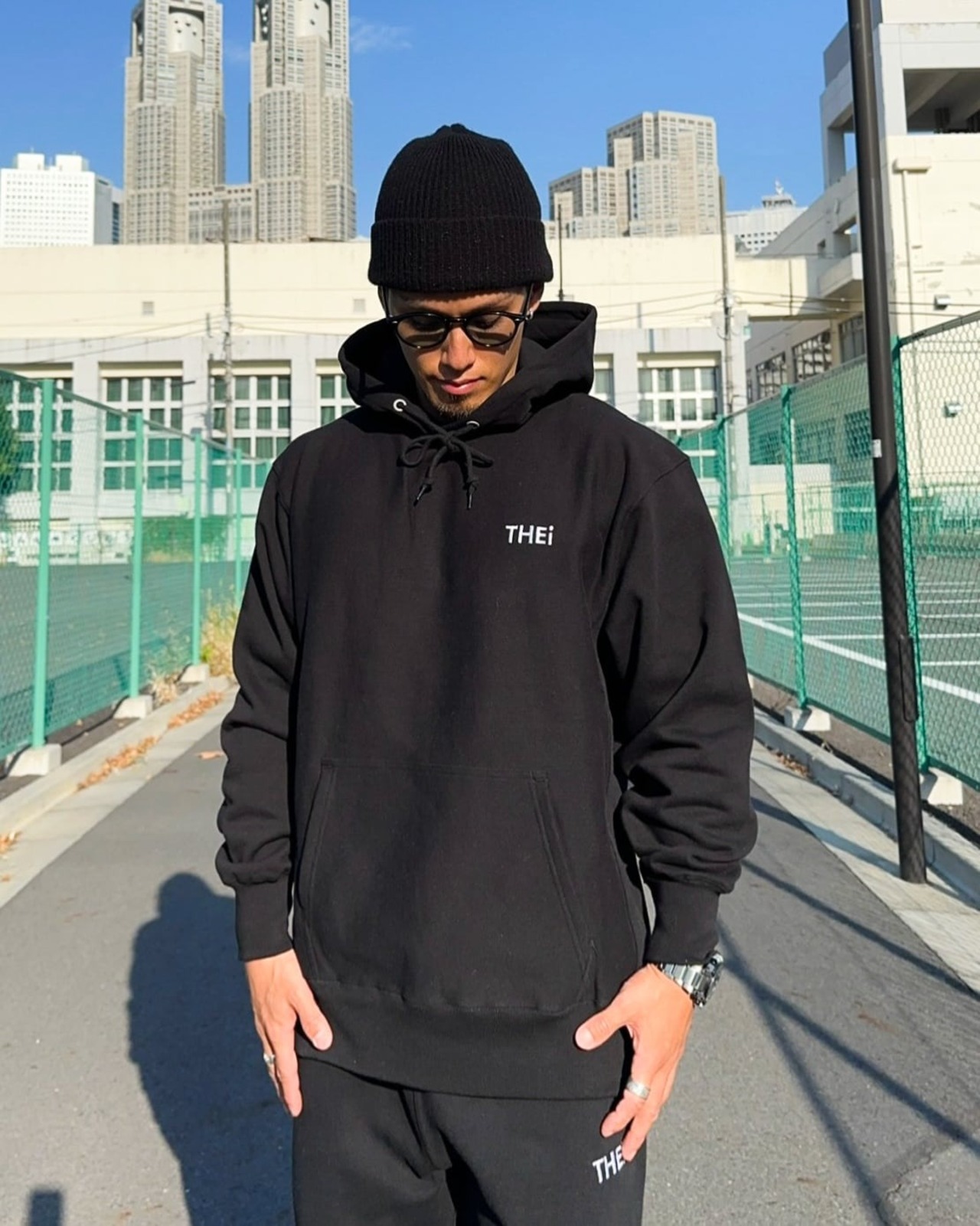BASIC ONE POINT HEAVY WEIGHT SWEAT HOODIE B - BLACK