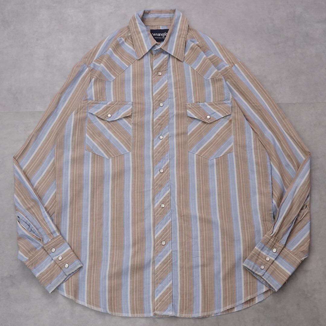 Wrangler ラングラー ストライプシャツ 古着 M ベージュ 14813