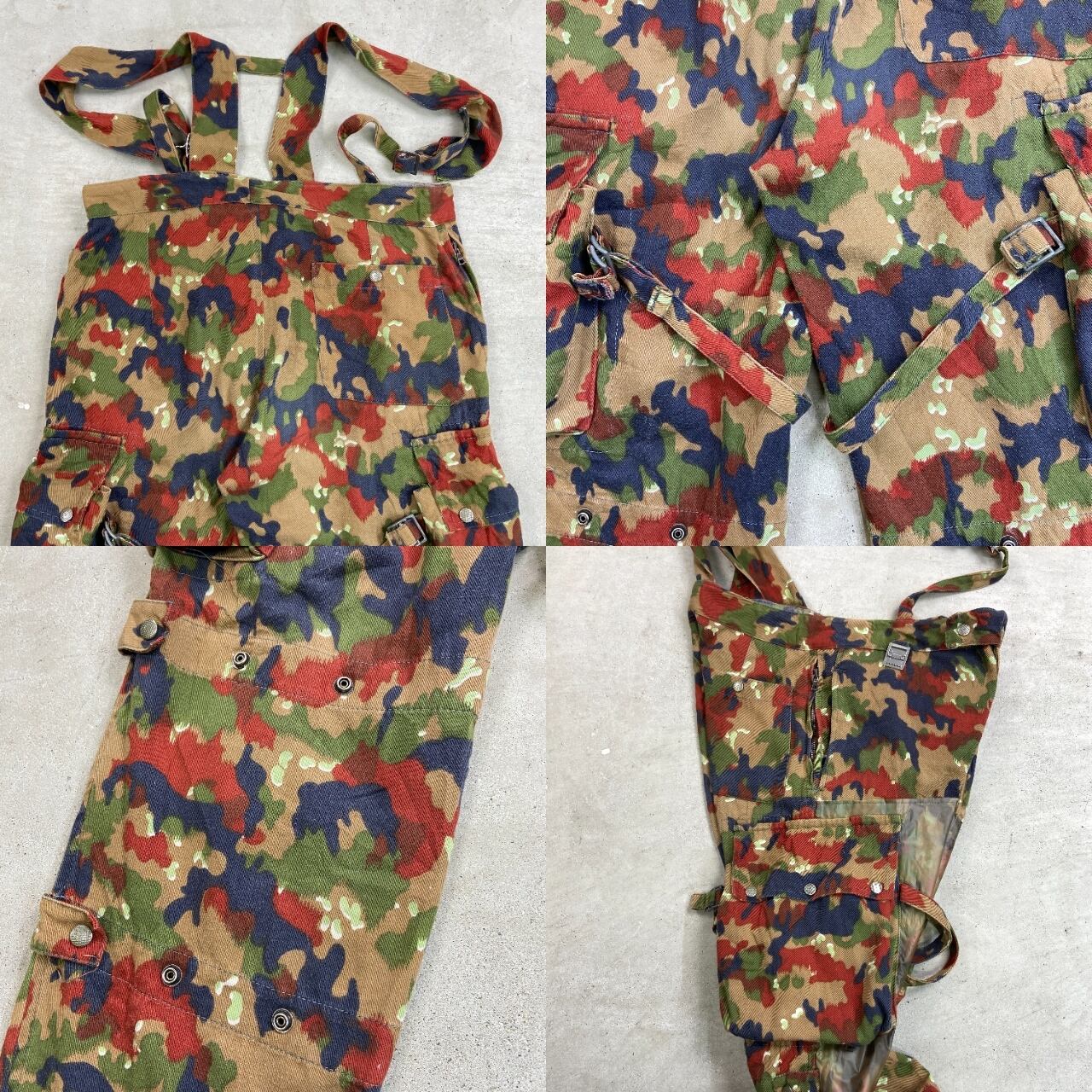 70~80年代 M-70 スイス軍 アルペンカモ オーバーオール カーゴパンツ