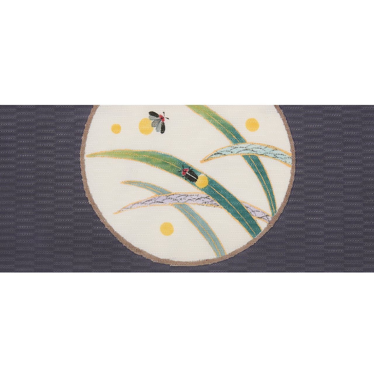 蛍の模様 手描友禅 変り絽麻夏名古屋帯【中古】 | かわの屋
