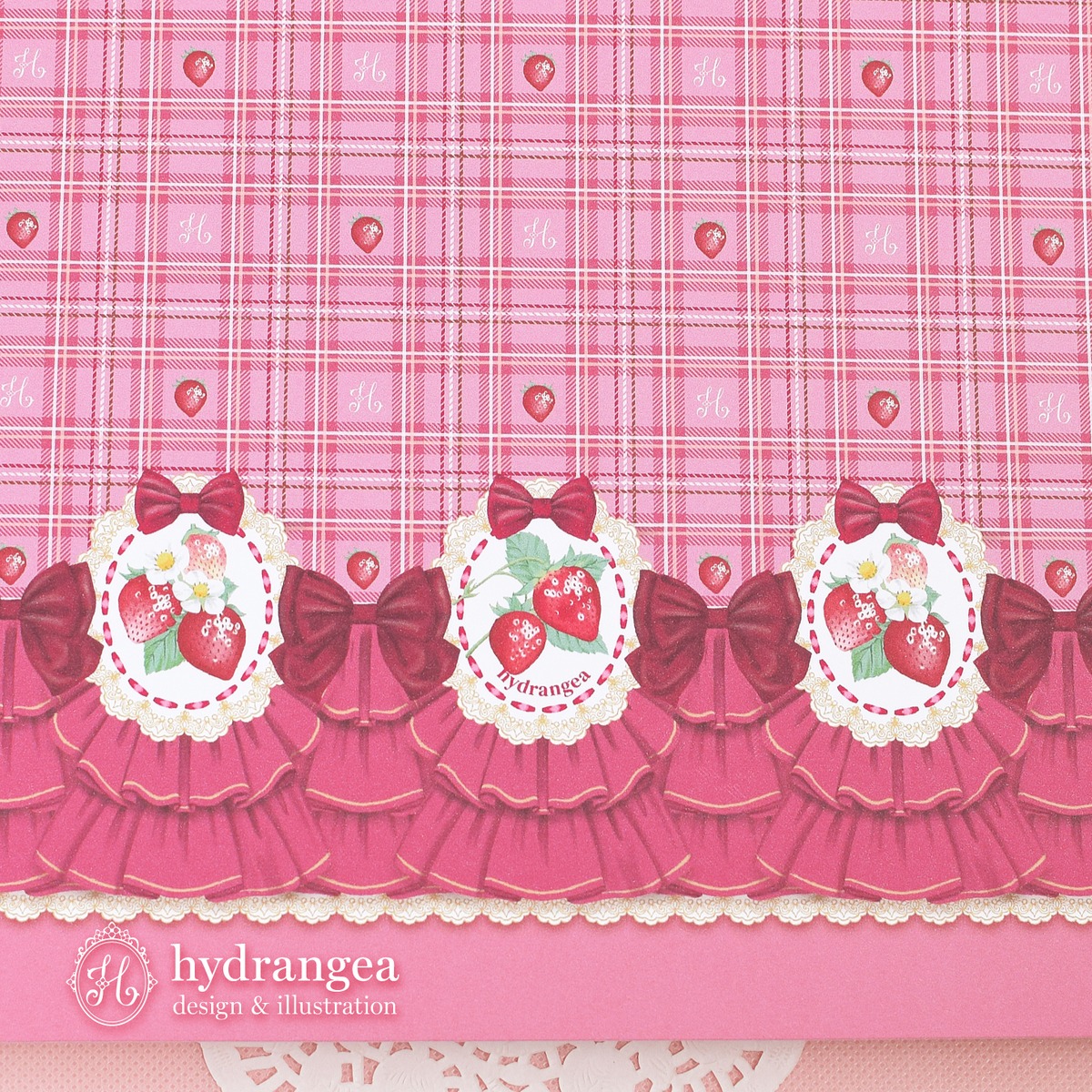 ★受注生産【Tartan Strawberry pink frill】デザインペーパー hydrangea
