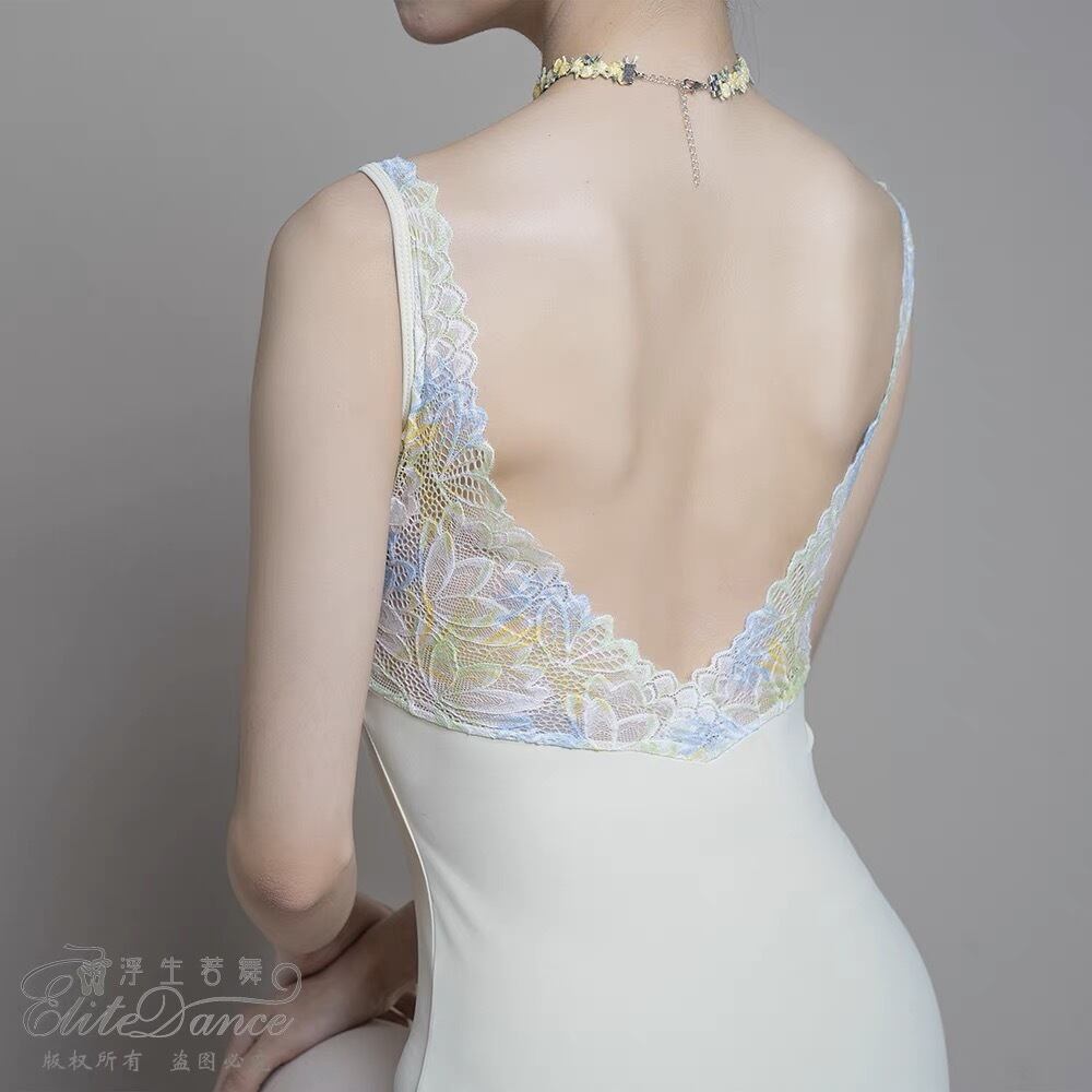 lime yellow Vネックレース バレエレオタード | バレエショップ
