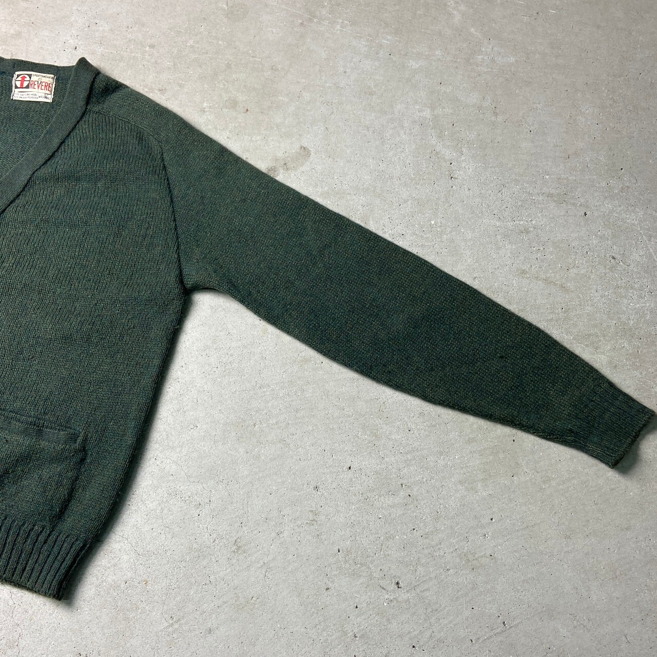 60年代 REVERE ウール×ポリエステル ニットカーディガン メンズS 古着 