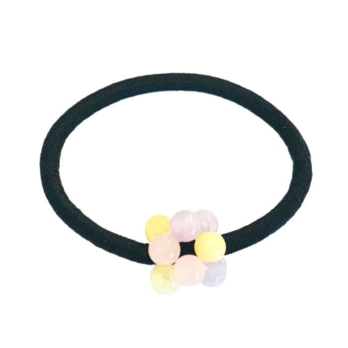 ヘアゴム ローズクォーツ アラゴナイト ラベンダアメジスト 髪飾り パワーストーン 天然石 紫アクセサリー 黒ゴム ハンドメイド シンプル かわいい 誕生日プレゼント ギフト 送料無料