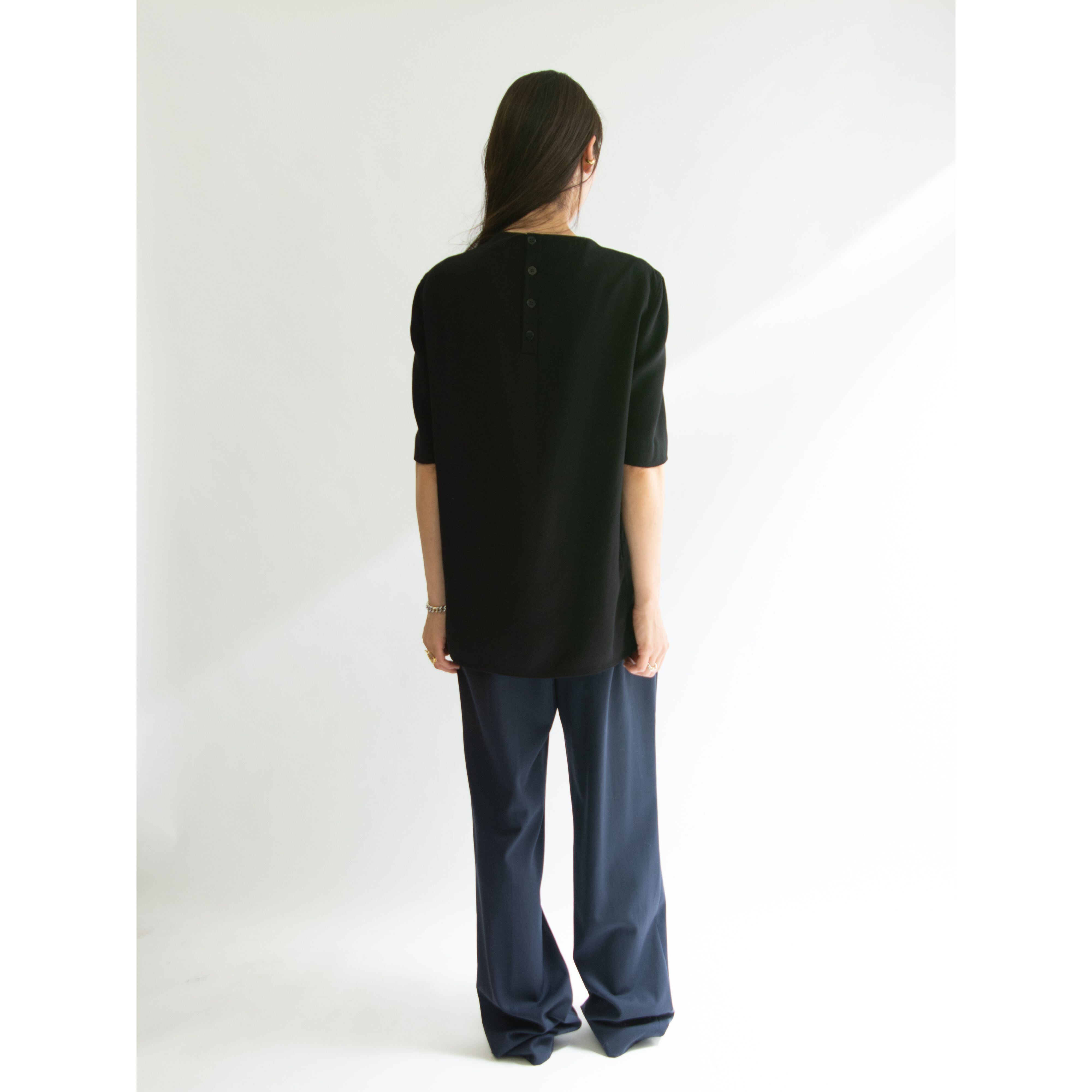 【GIORGIO ARMANI】Made in Italy 100% Wool H/S Blouse(ジョルジオアルマーニ イタリア製 ウール半袖ブラウス)