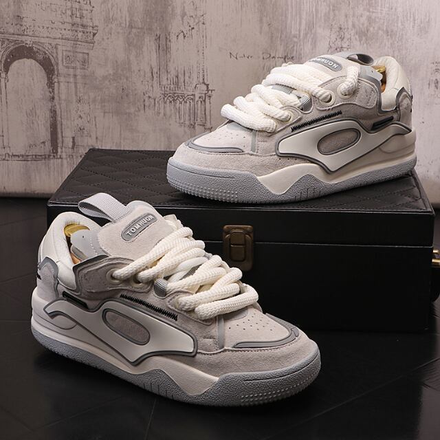 【予約販売】スニーカー 厚底 ダッド アグリー シンプル 靴 グレー スポーティー お洒落 カジュアル ストリート 24cm/24.5cm/25cm/25.5cm/26cm/26.5cm