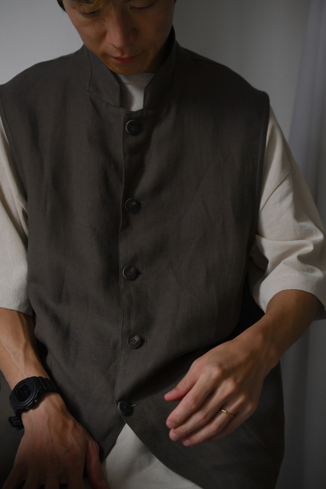 m’s braque / STAND UP COLLAR GILET (Mocha)