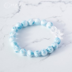 【1点もの】波模様はっきりラリマーブレス［ラリマー／水晶］