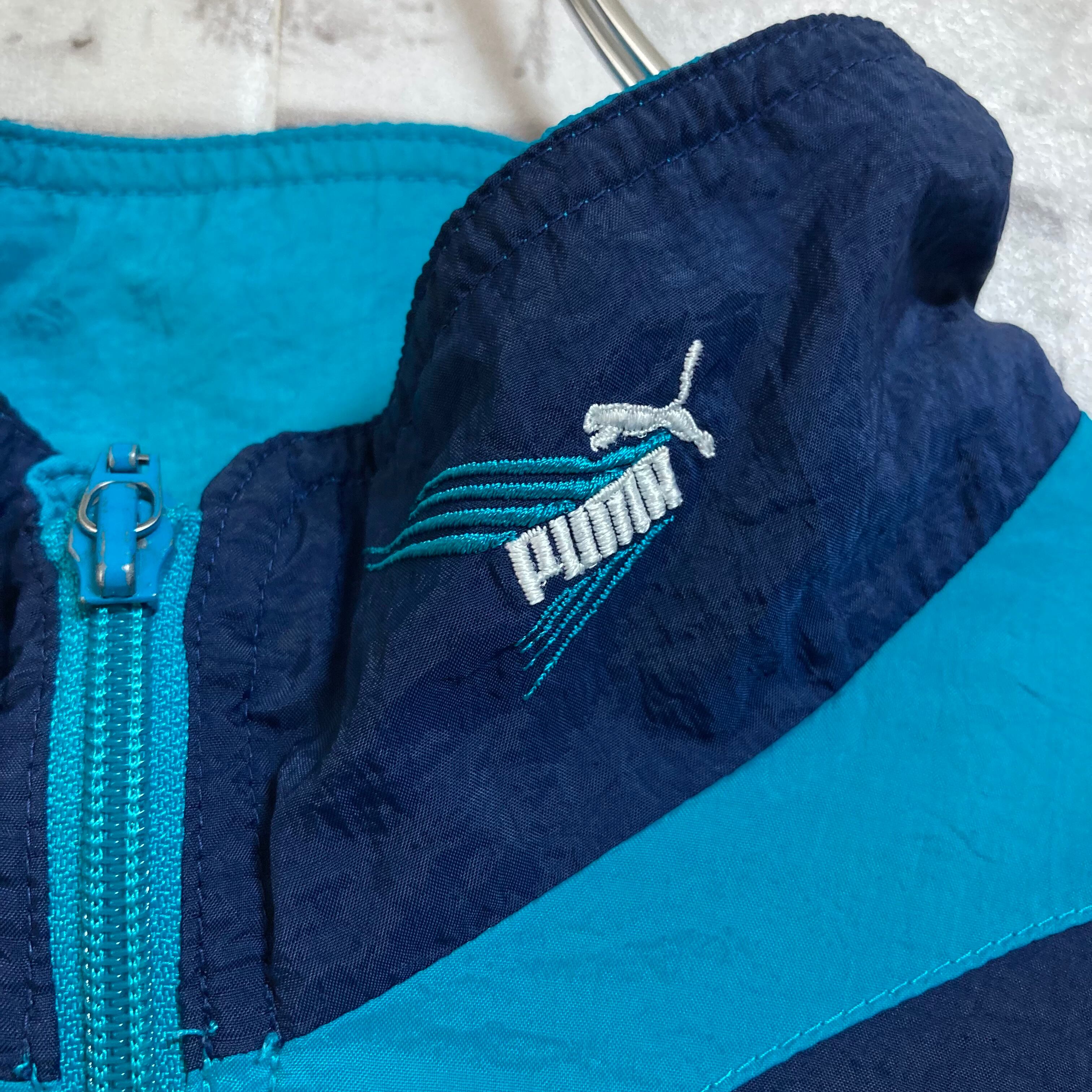 90s年代ビンテージPUMAプーマ綿100％コットン総柄フィールドジャケット刺繍