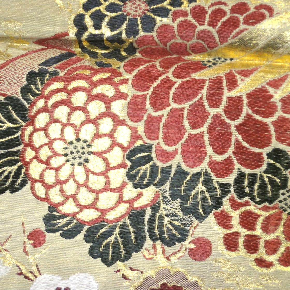 正絹・丸帯・鶴・扇・菊・梅・No.200701-0465・梱包サイズ60 | Pay ID 