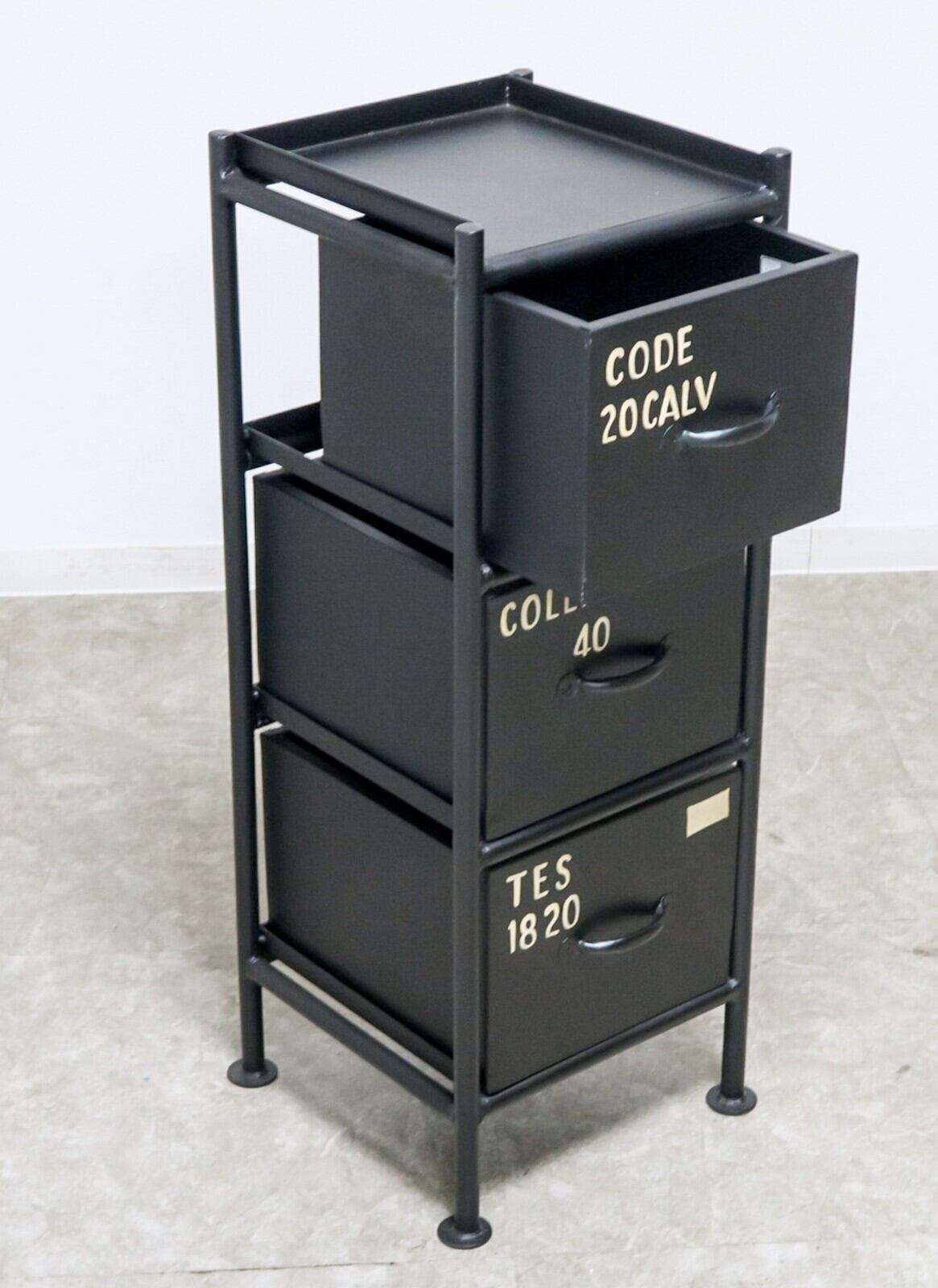 VERTICAL 3 DRAWERS CHEST - BLACK / 縦型 アイアンチェスト 3杯 