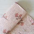 ブロックプリント生地【50cm単位】インド綿 ストライプ柄 白×くすみオレンジ×カーキ #41983-WT4