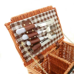 LoaMythos 両開きAll in One Picnic Basket（2人用） 保温 保冷 クーラー バッグ付 lm1003670 ピクニック バスケット