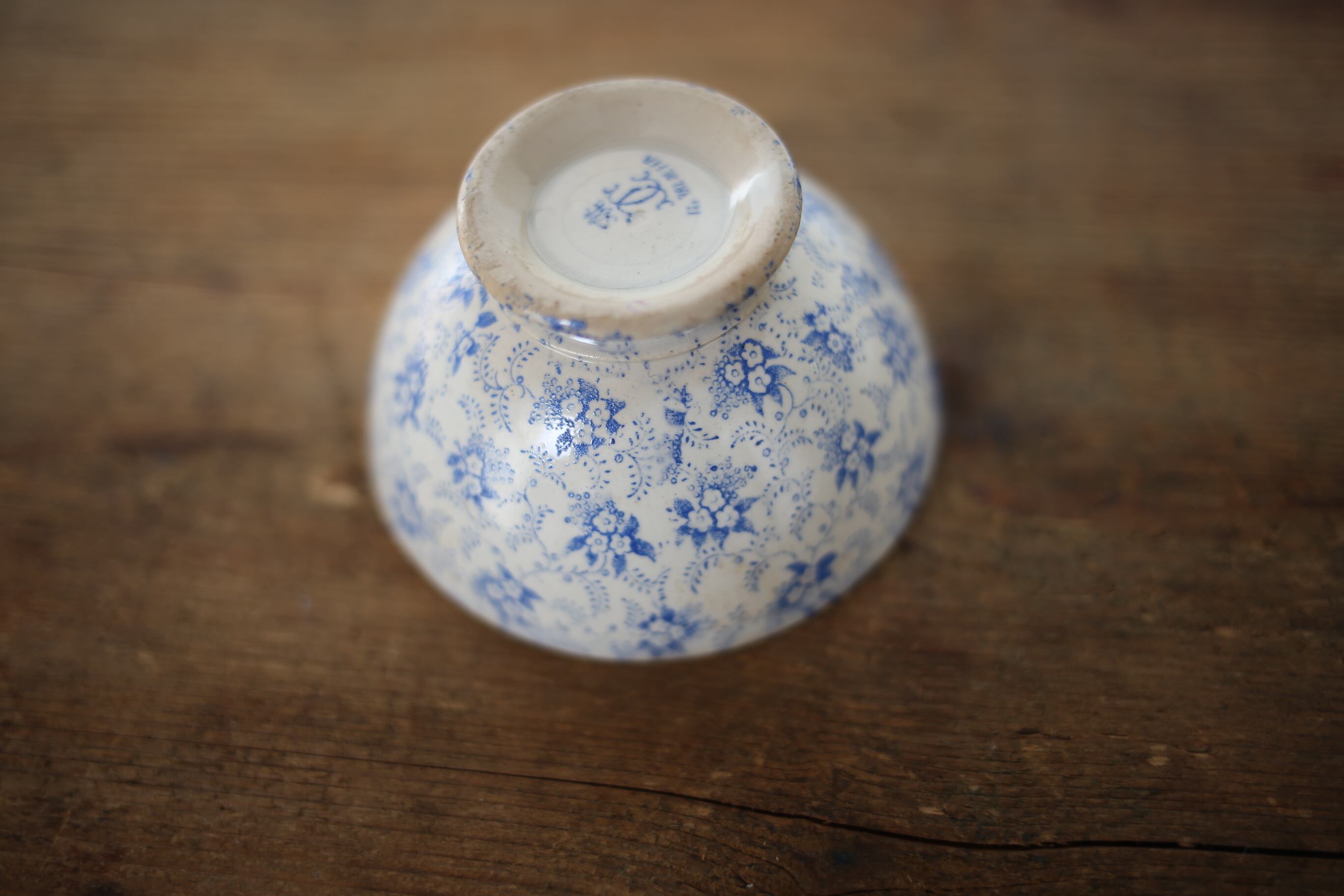 フランスアンティーク クレイユモントロー 青い小花 カフェオレボウル