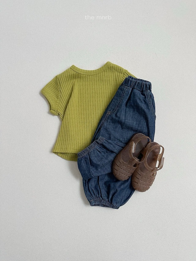 《予約》送料無料 【mini robe】Slub denim jogger pants