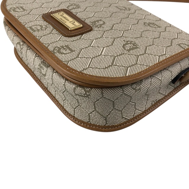 Christian Dior クリスチャン ディオール ハニカム柄 ショルダーバッグ ベージュ ロゴ PVC レザー フラップ vintage ヴィンテージ オールド tumbw8