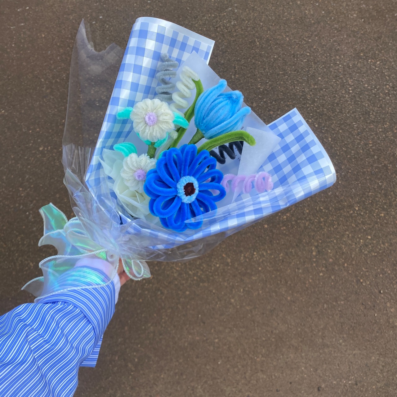 gingham bouquet series blue 【ギンガムチェック】 | fuwafuwa flower - 1