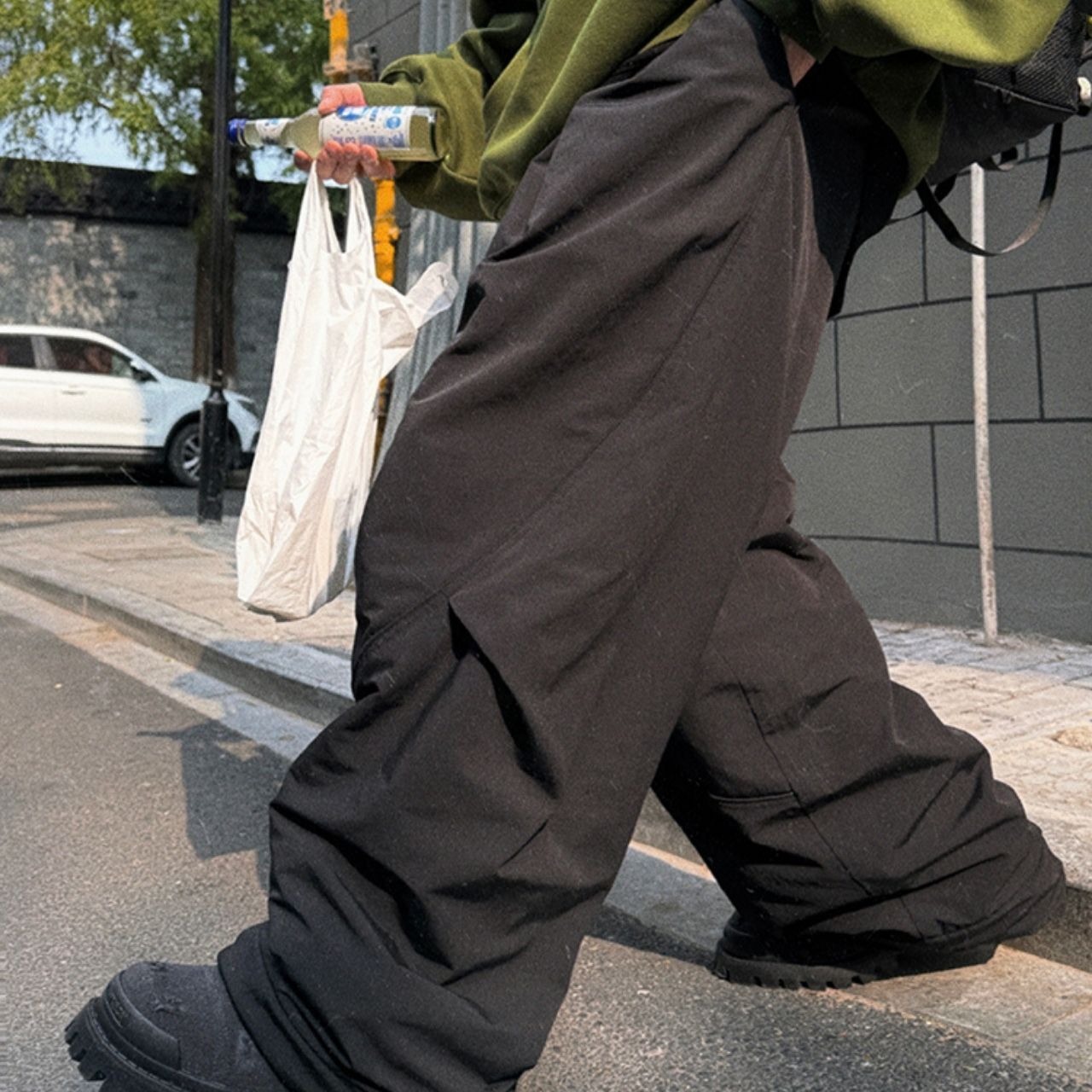 裏起毛グレービックシルエットパンツ　1097