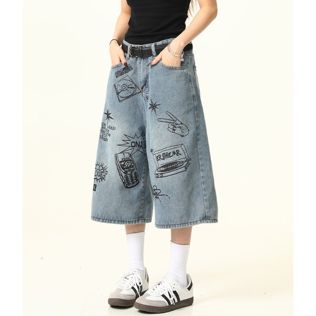 graphic design cropped denim　グラフィックデザインクロップドデニム　J1961