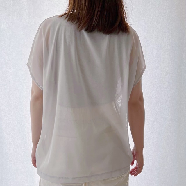 フレンチ袖で肩ラインをスッキリ！シアーノースリーブ｜グレー｜画像5