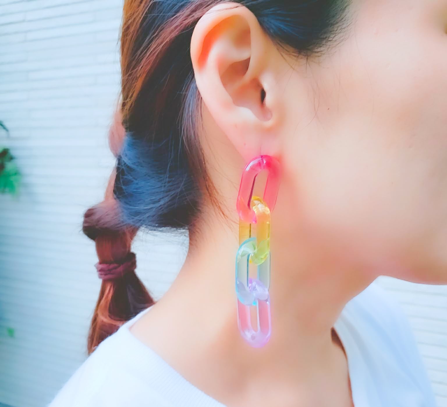 4連4色クリアカラフルピアス クリア 夏アクセサリー ピアス ゆれるピアス 女子会 大人女子 アクセサリー好き カラフル