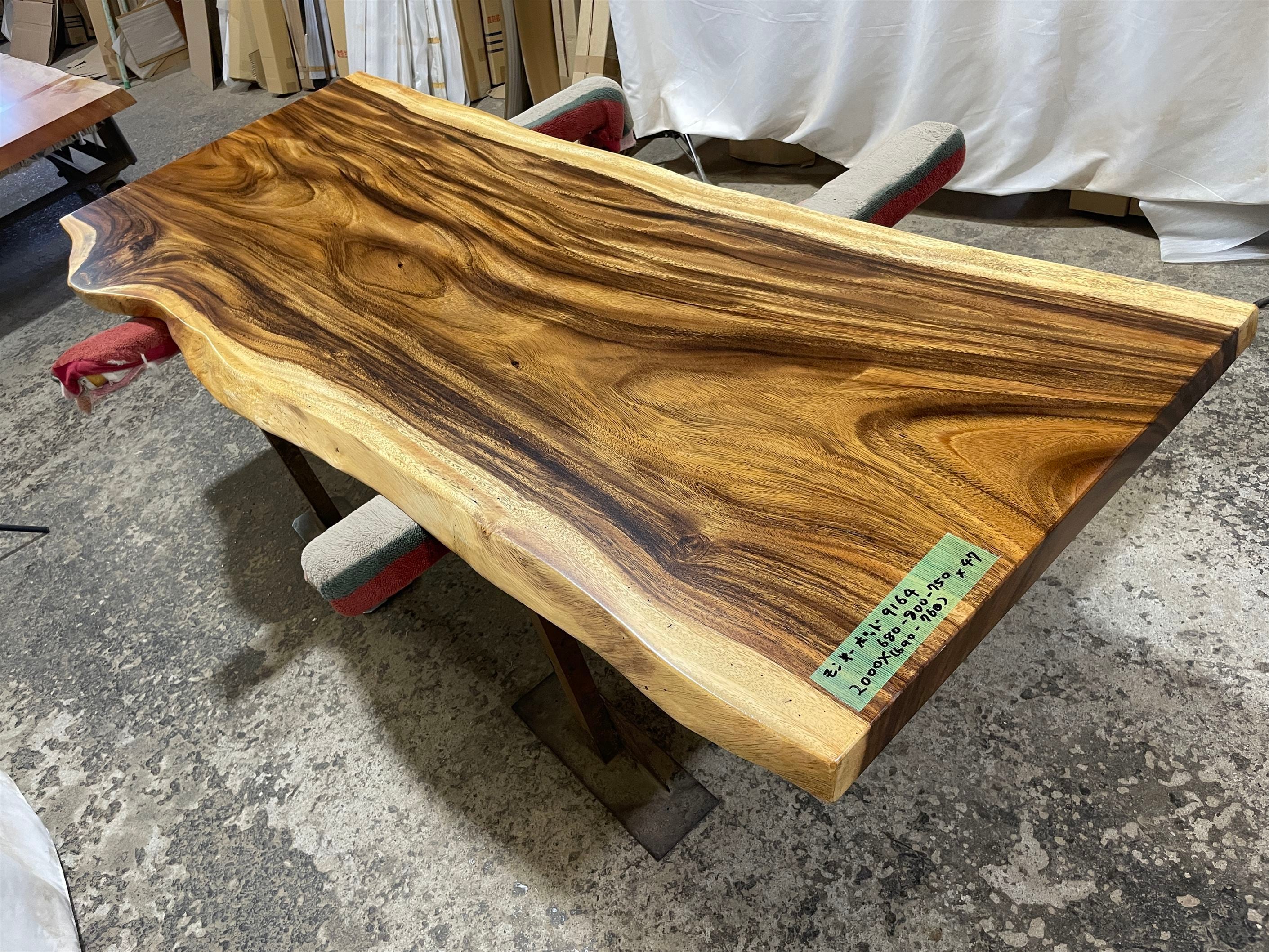 モンキーポッド9164 一枚板無垢 乾燥材 2000x680-800-750x47mm カウンター センターテーブル ダイニングテーブル