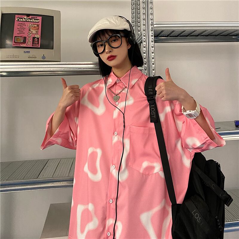 サマールーズシャツ スタンダードTシャツ レディーストップス レトロ 大きめサイズ 夏物 ケッペル84314733499