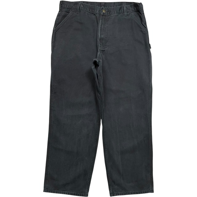 《実寸 W38 L30》 Carhartt カーハート ペインターパンツ ワークパンツ ブラック フェード ワンポイントロゴパッチ no.10067