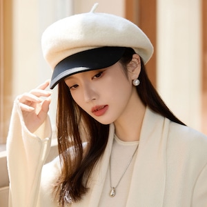 キャスケット ハット 帽子 レディース 春秋冬 韓国 ベレー帽 きれいめ おしゃれ 大人 かわいい カジュアル シンプル 小顔見え ウール調 マリンキャップ 暖かい 大人可愛い 大人女子