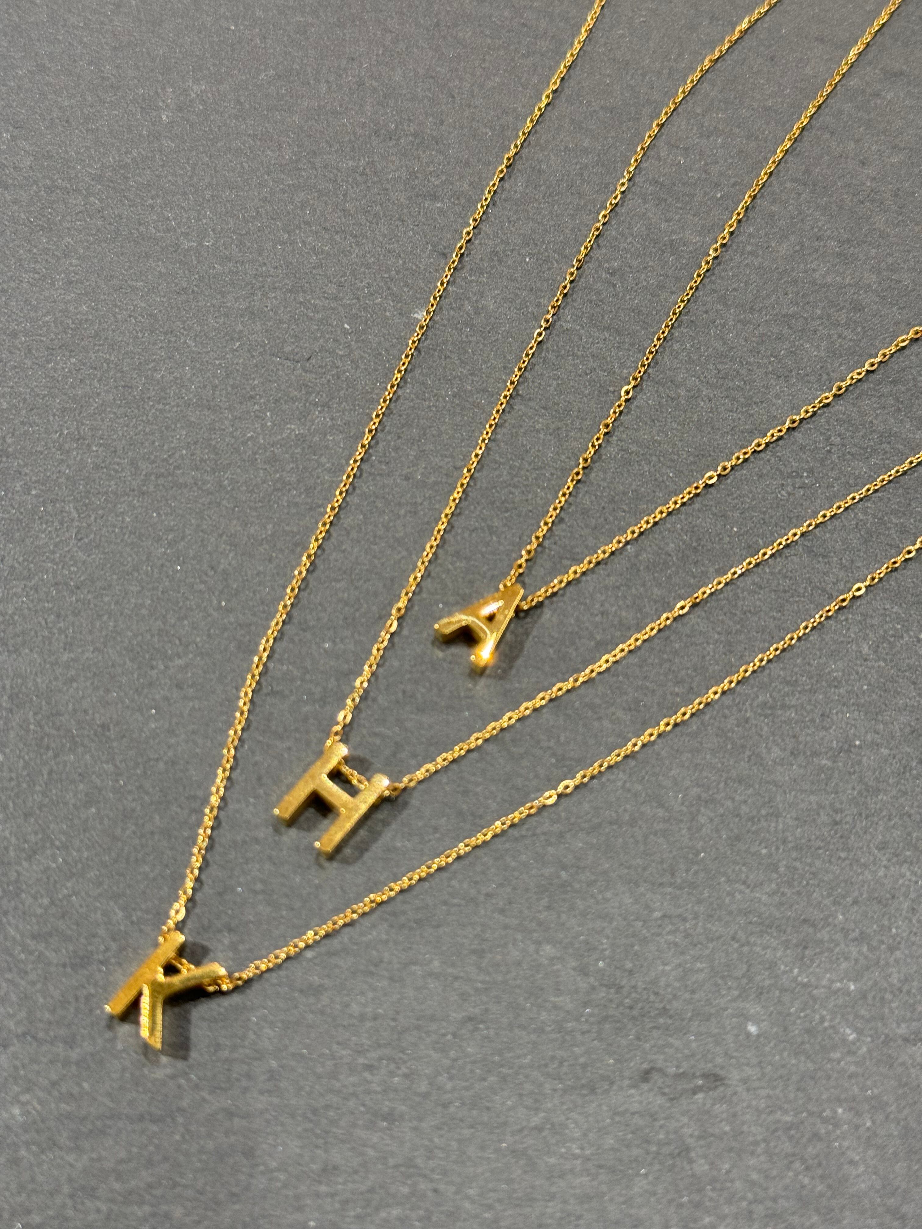 surgical stainless alphabet necklace gold