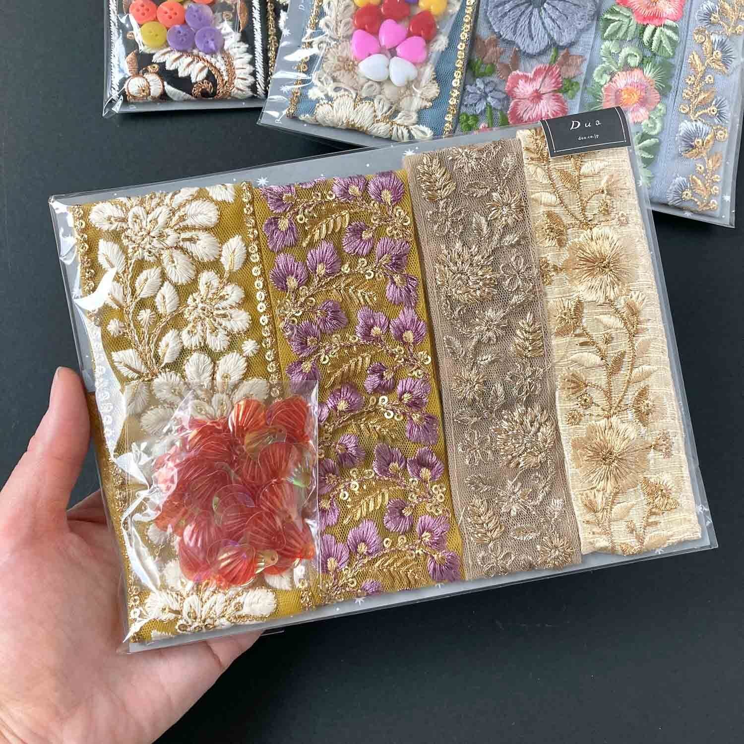 再入荷〉インド刺繍リボンのハギレセット（柄アソート） | Dua