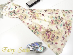 ★送料無料★9号（M）☆蝶々花柄マキシ丈ノ－スリ－ブワンピ(OPN5440) 