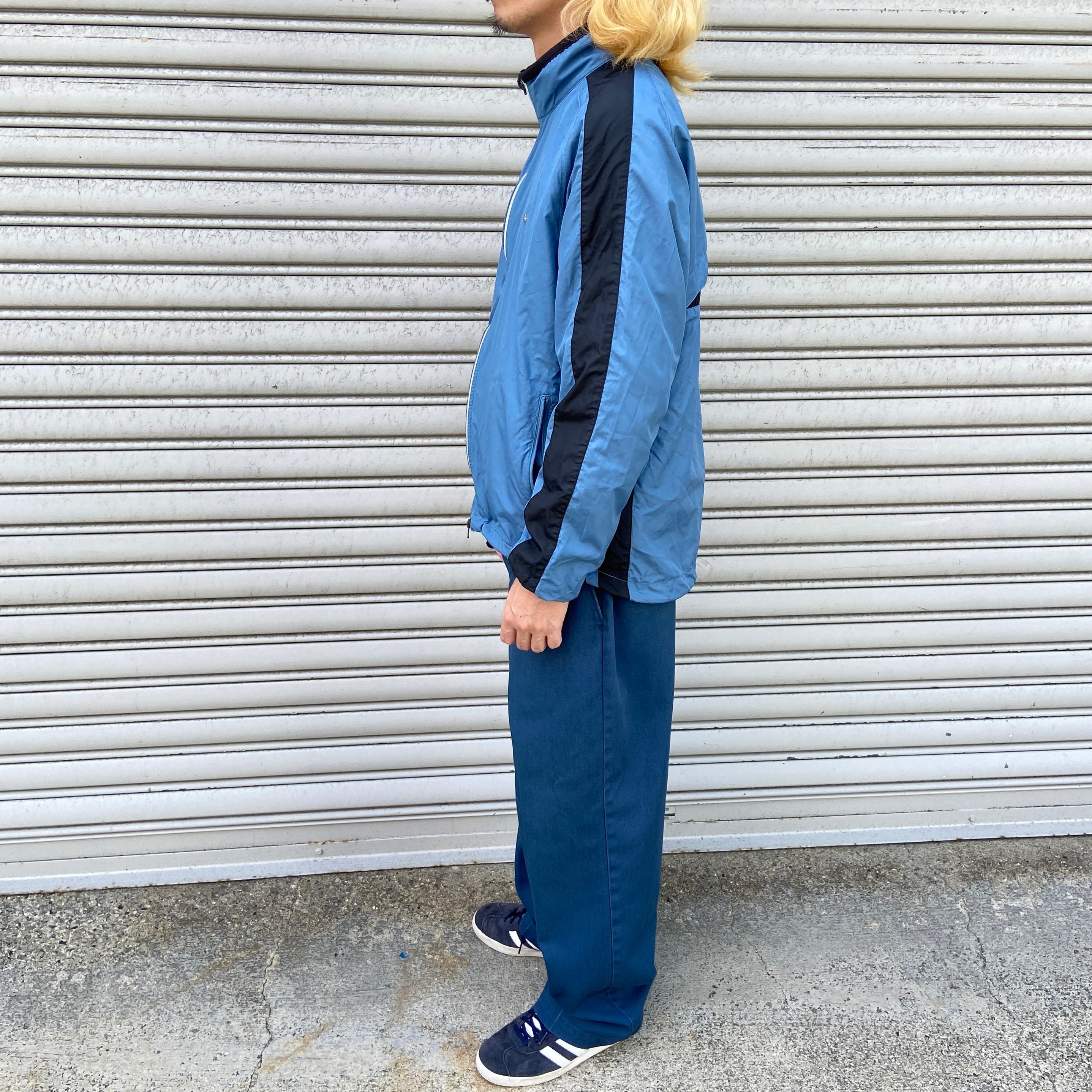 00s NIKE ナイロントラックジャケット スウォッシュロゴ ブルー系 M 