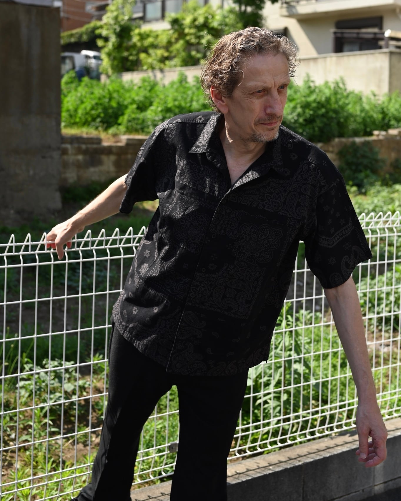 Bandana Short-sleeve Shirt c/# Black Dyed | MIYAGIHIDETAKA