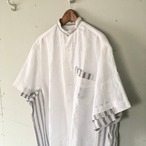 ZOZOTTE  remake unisex oversize short sleeves shirt / リメイクユニセックスオーバーサイズ半袖シャツ/MS_white/gray