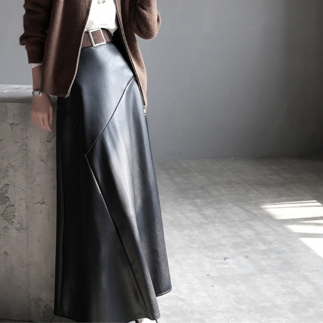 ベルト付 フェイクレザースカート 20003