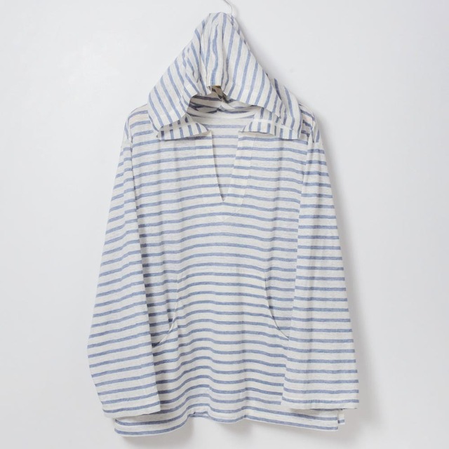 zampuメキシカンパーカー (Leftover fabric Mexican hoodie) -white×blue(knit)-