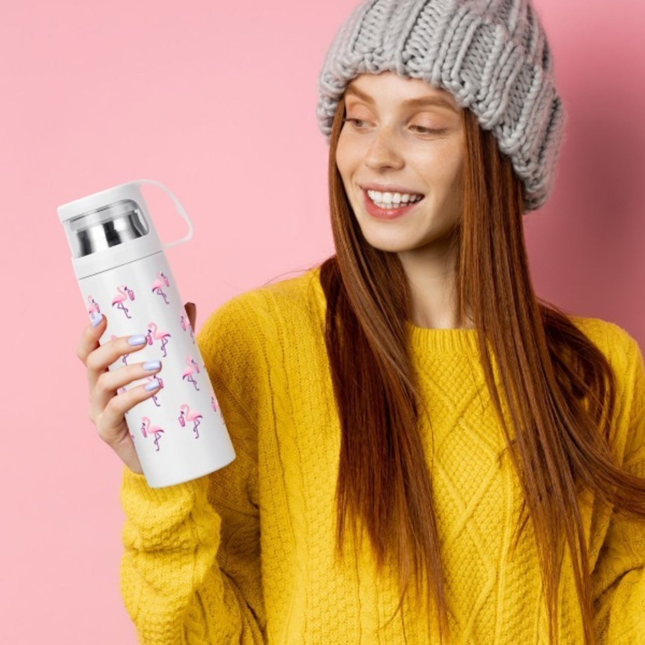 Sublimation Vacuum Bottle with Cup White 4260