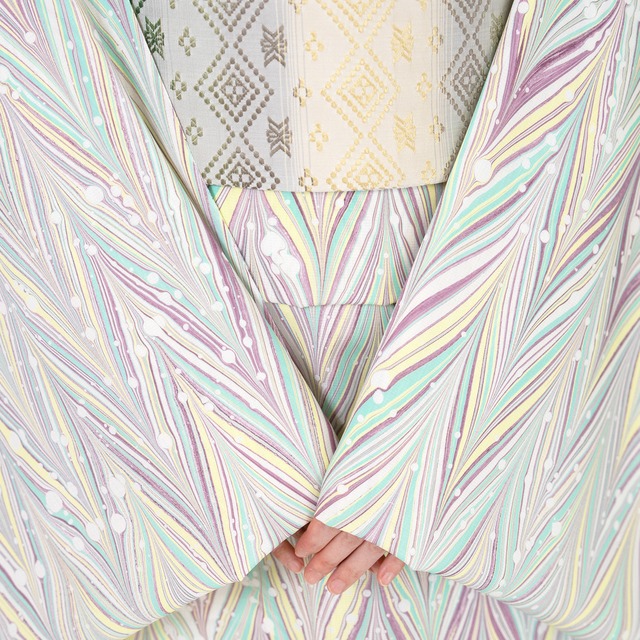 「Lunar Veil」矢羽柄〜セオアルファ　浴衣・夏着物・単衣