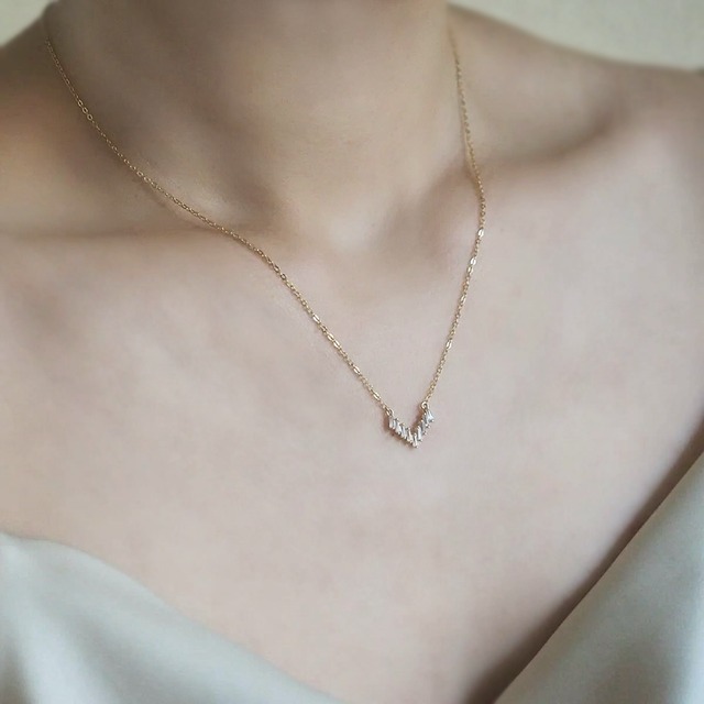 zirconia necklace 18kgp [n88]