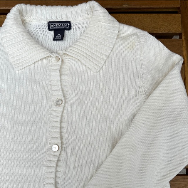 LANDS'END COTTON CARDIGAN WHITE SIZE W'S M