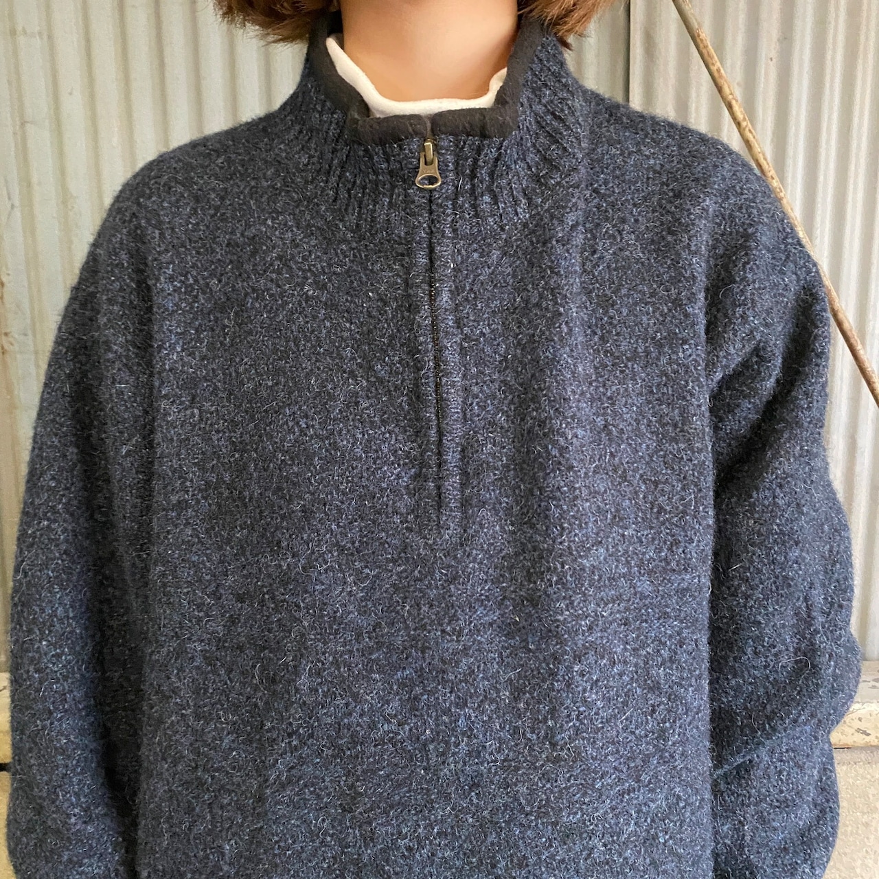 PENDLETON ペンドルトン 無地 ハーフジップ ウールニットセーター 