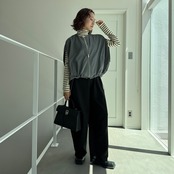 フロントジッパードレープvest/グレー