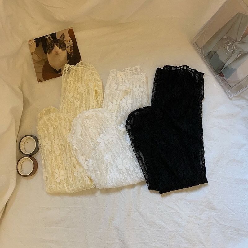 ジャカード薄手Flowerデザイン ソックス サマーレースメッシュショート 夏物 タイツ ストッキング フラワーデザイン 1号婦人39184183235