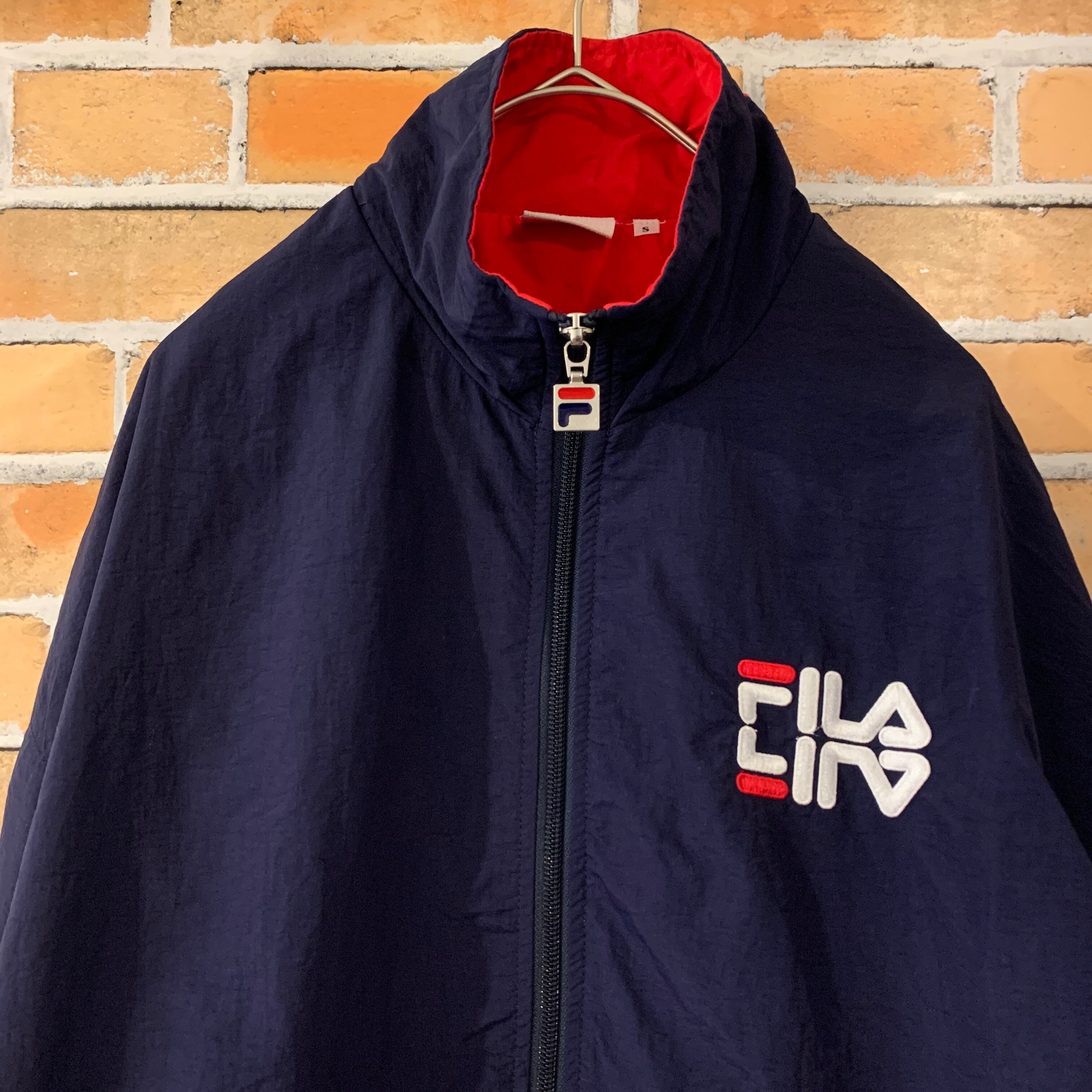 【良品】フィラ FILA 刺繍ロゴ ナイロンジップジャケット トリコロール