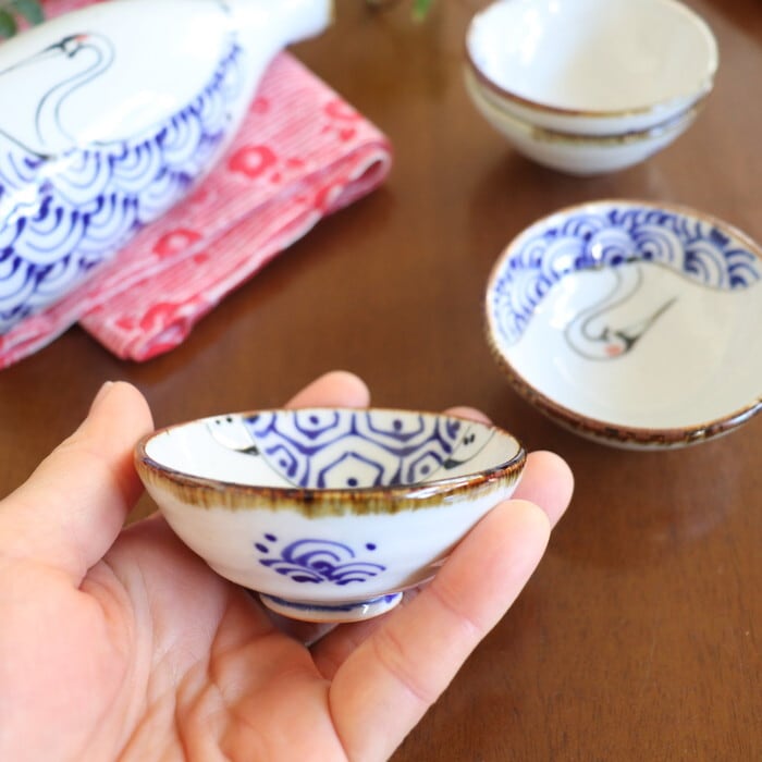 波佐見焼 翔芳窯 平盃 ぐい呑み 鶴亀 Hasami-yaki Sake cup #022 | 和