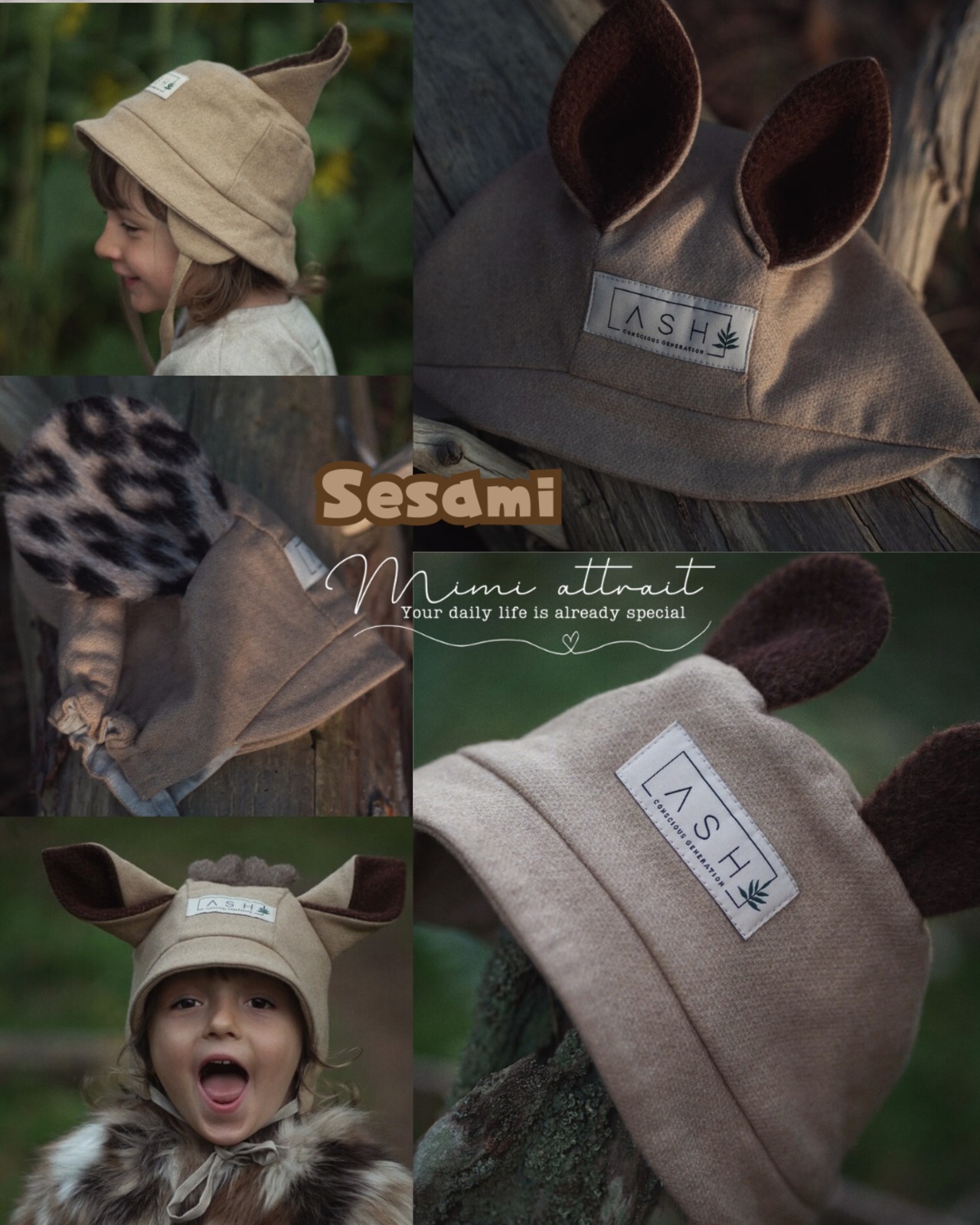 SHOMKA hat 49cm wool bear限定カラー 即納* ASH / wool bonnet / Deer