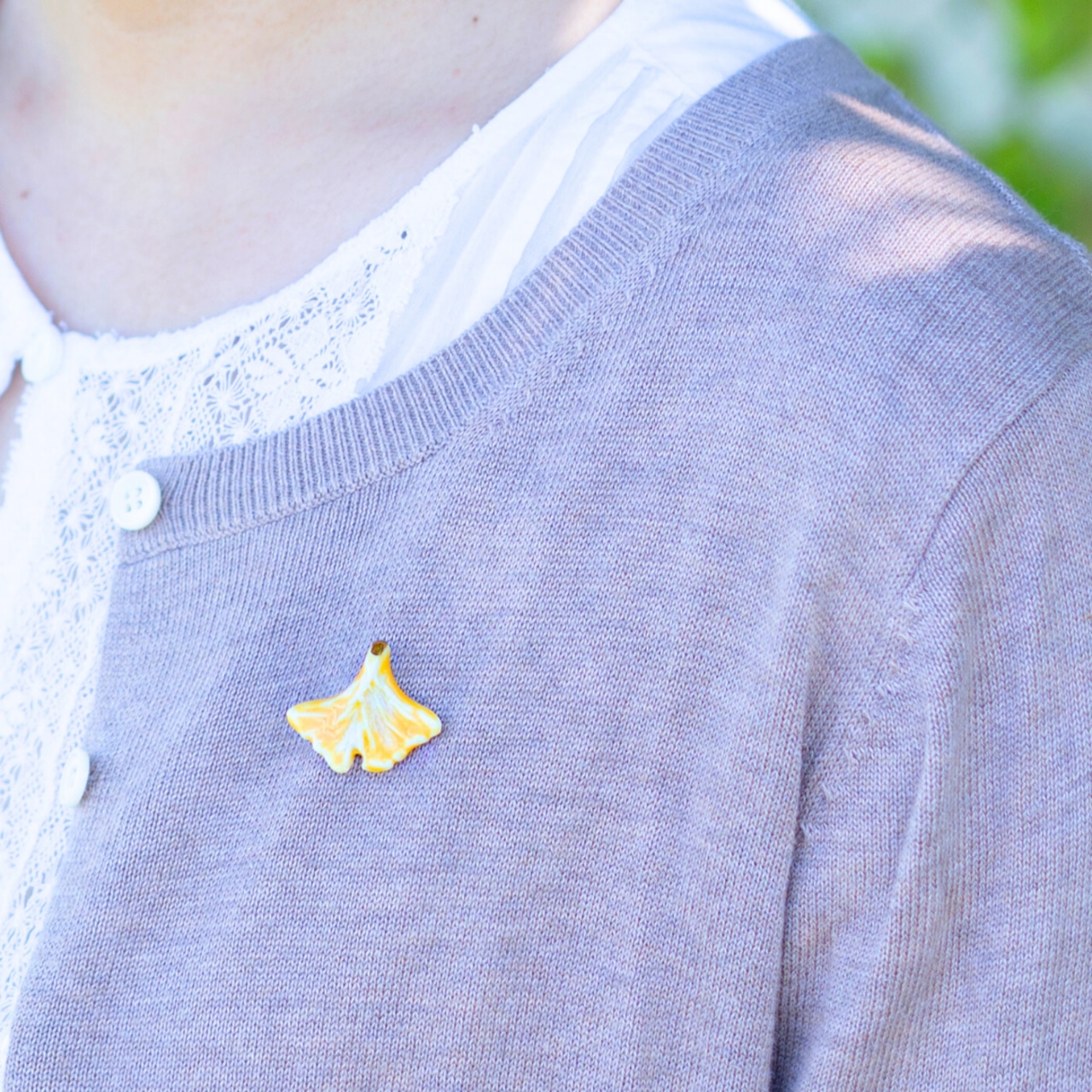 イチョウの葉 ピンバッチ