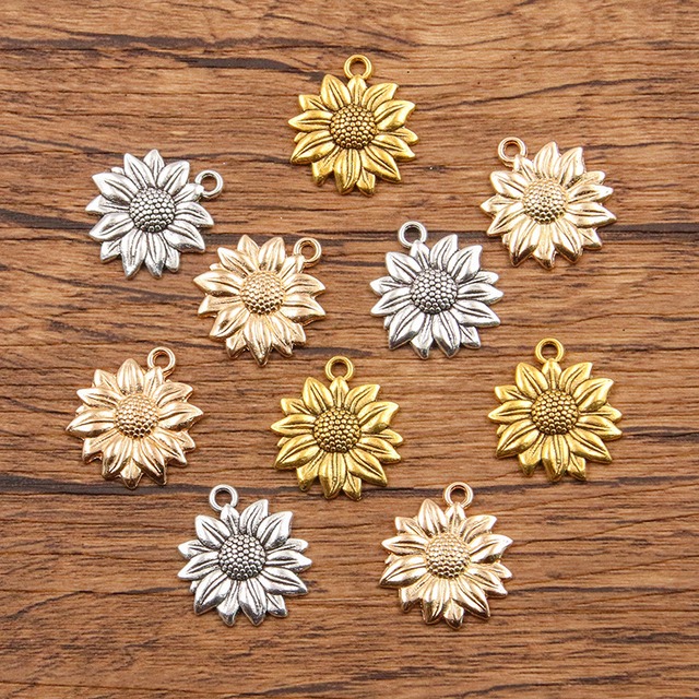DIYジュエリー向日葵ペンダントパーツ 19x22mm