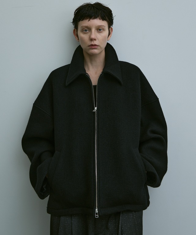 loose crater wool prime jacket / black